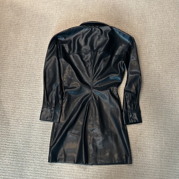 ENGLISH FACTORY faux leather cinched mini dress with snap bottoms in black M - Picture 7 of 9